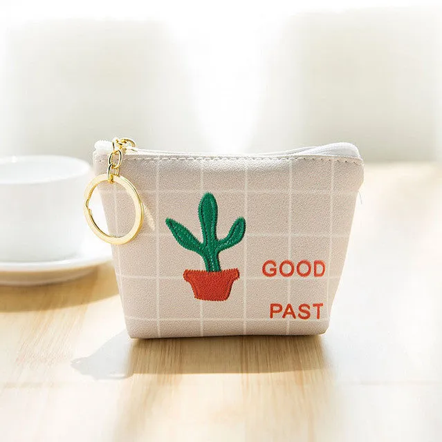 1 pcs Rose Diary Creative cute cactus snacks pu leathe bags zero wallet child girl boy purse, lady women coin wallets Pouch Case