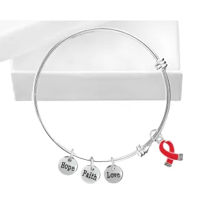 12 Red Ribbon Retractable Charm Bracelets