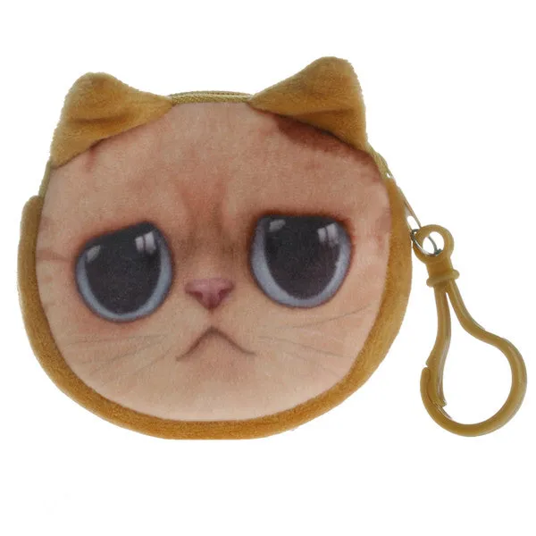 1Pc Kids Cute Cat Dog Face Zipper Case Coin Womens Purse Wallet Makeup Bag Pouch New