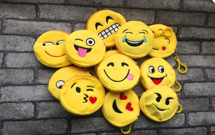 1PIECE Mini 8CM Little Emojis Coin Bag , 10Models, Kid's Gift Plush Coin wallet , Coin Purse Pouch ; Mini key hook Coin BAG