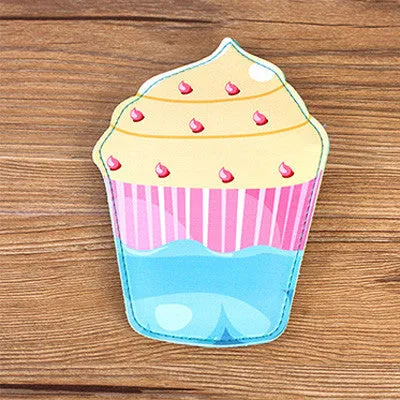 2016 Creative Cute Cartoon Coin Purse Key Chain For Girls Leather Icecream Cake Popcorn Kids Zipper Change Wallet Card Holder