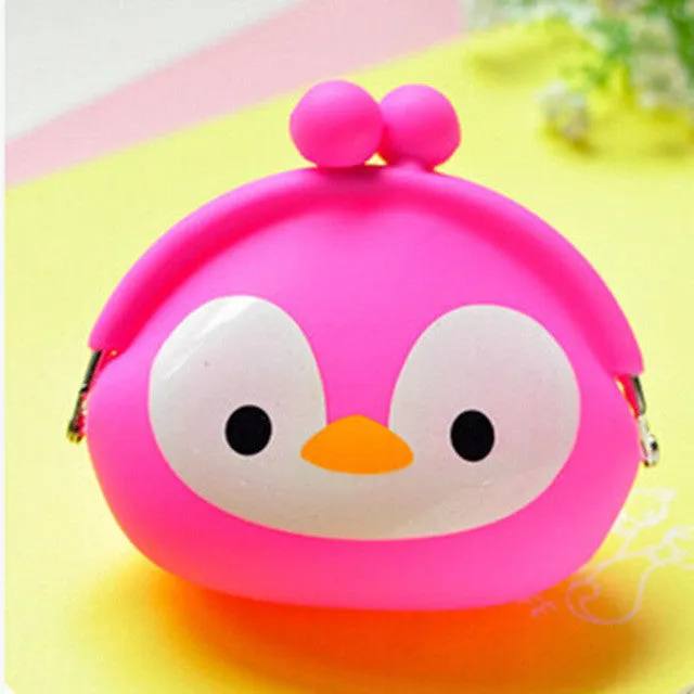 2016 New Fashion Lovely Kawaii Candy Color Cartoon Animal Women Girls Wallet Multicolor Jelly Silicone Coin Bag Purse Kid Gift