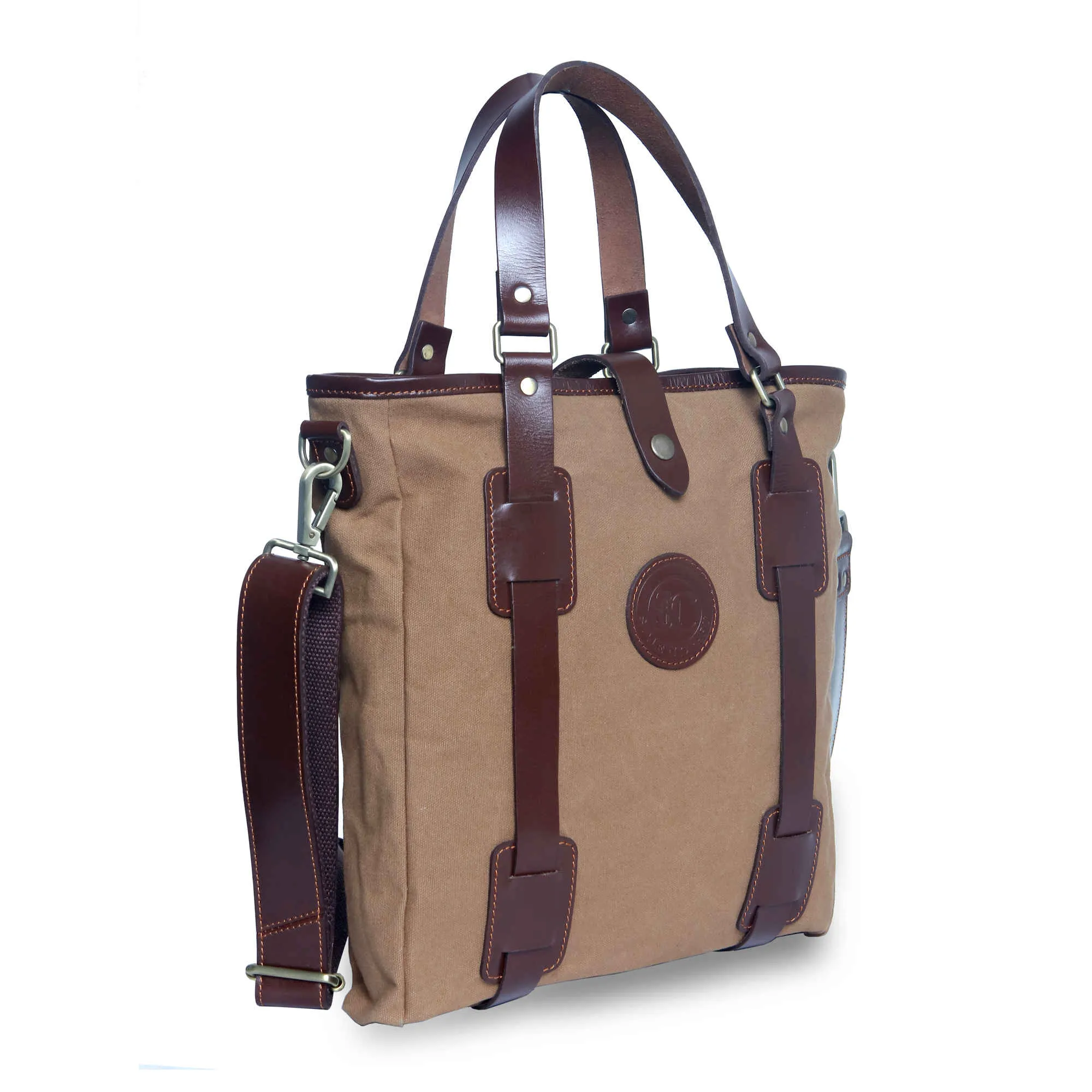 397003 Tote Bag in Waterproof Brown Canvas and Full Grain Leather | Style n Craft