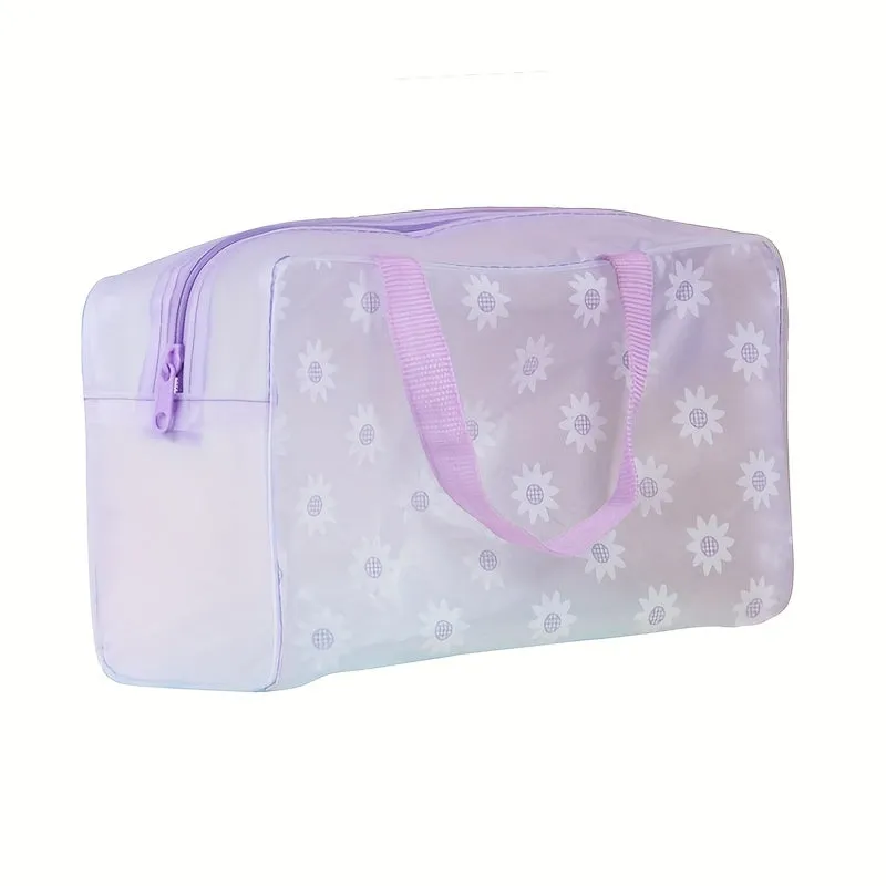 3pack PVC Floral Toiletry Bags Waterproof Portable Travel Storage