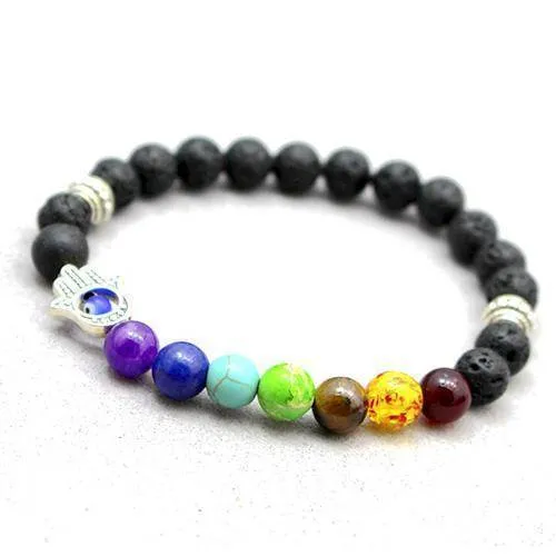 7 Chakra Bracelet Men Black Lava Healing Balance Beads Reiki Buddha Prayer Natural Stone Yoga Bracelet For Women