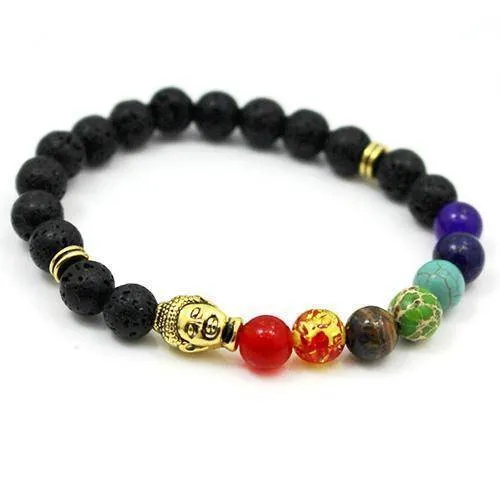 7 Chakra Bracelet Men Black Lava Healing Balance Beads Reiki Buddha Prayer Natural Stone Yoga Bracelet For Women