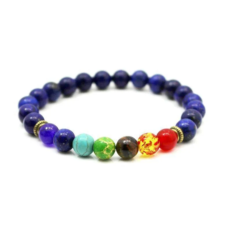 7 Chakra Bracelet Men Black Lava Healing Balance Beads Reiki Buddha Prayer Natural Stone Yoga Bracelet For Women