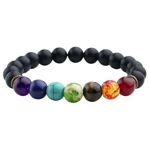 7 Chakra Bracelet Men Black Lava Healing Balance Beads Reiki Buddha Prayer Natural Stone Yoga Bracelet For Women