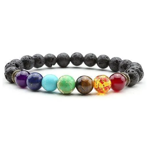 7 Chakra Bracelet Men Black Lava Healing Balance Beads Reiki Buddha Prayer Natural Stone Yoga Bracelet For Women