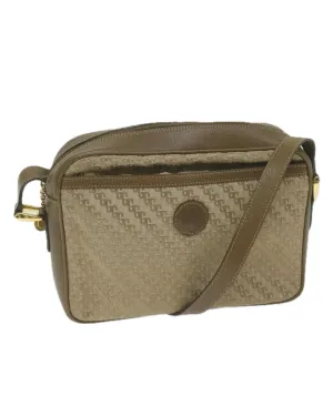 Beige and Brown Canvas Shoulder Bag with Accessories