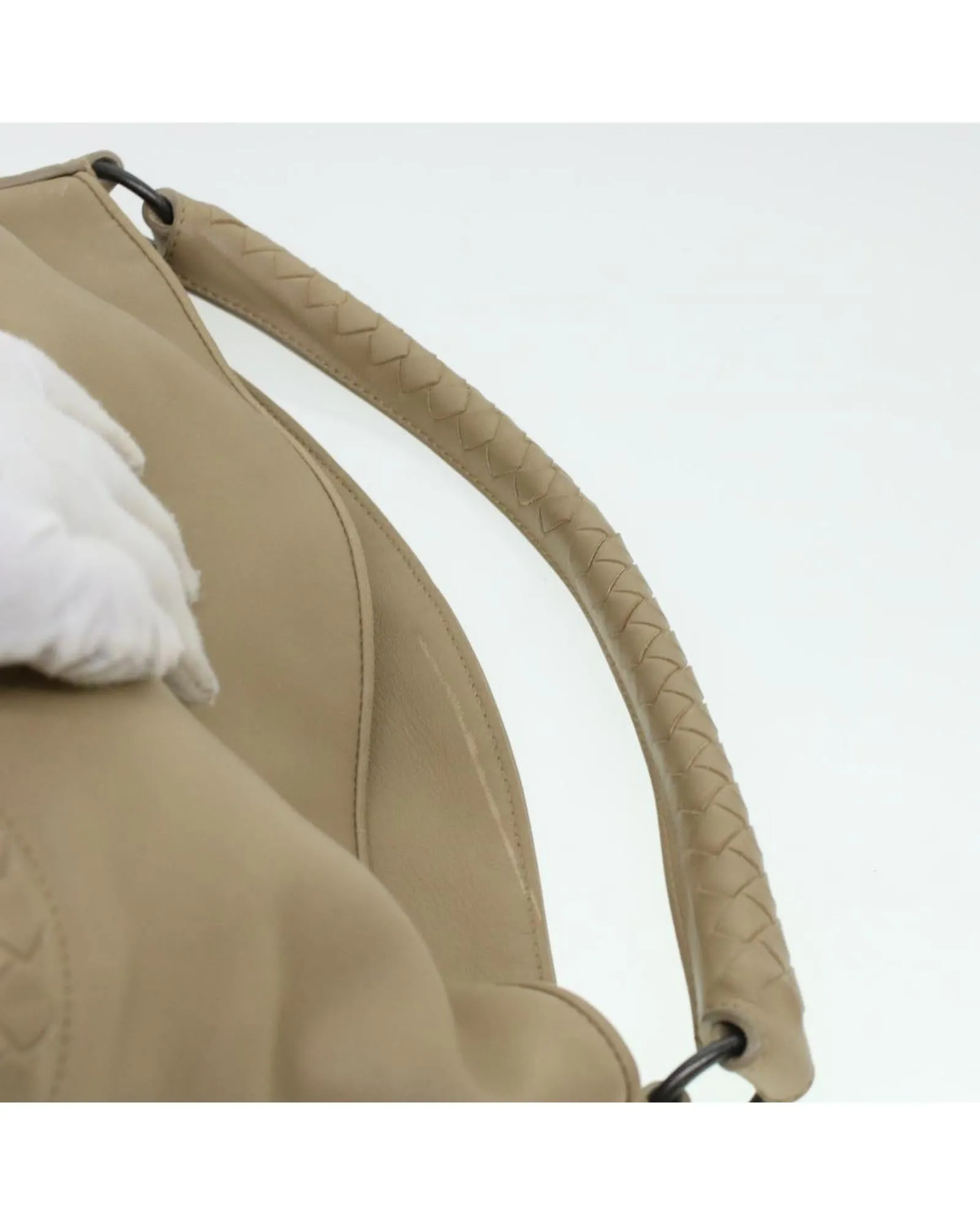 Beige Leather Shoulder Bag - Authenticated (am4282)