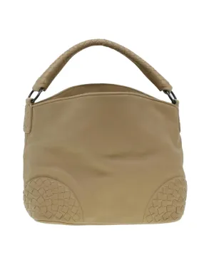 Beige Leather Shoulder Bag - Authenticated (am4282)