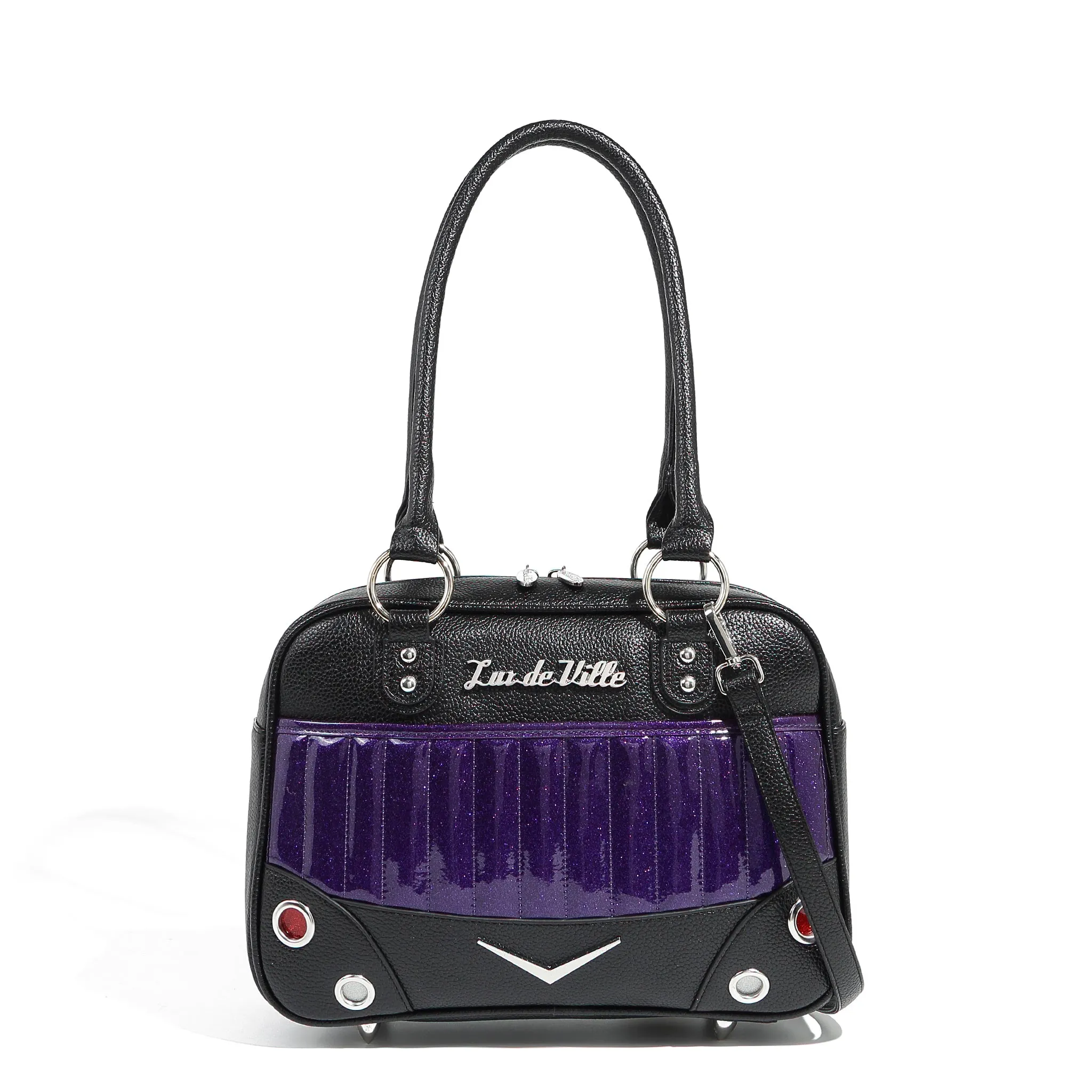 Black and Poisonous Purple Sparkle Hotrod Tote medium