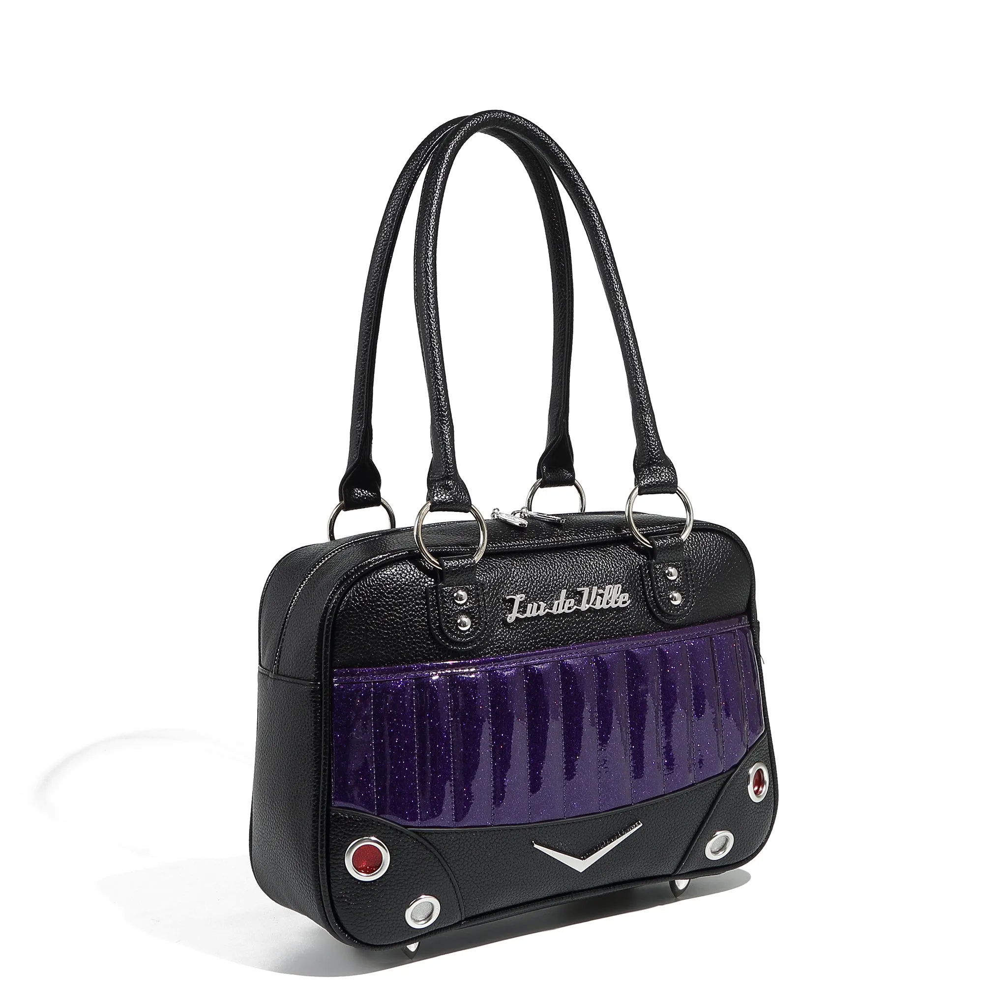 Black and Poisonous Purple Sparkle Hotrod Tote medium