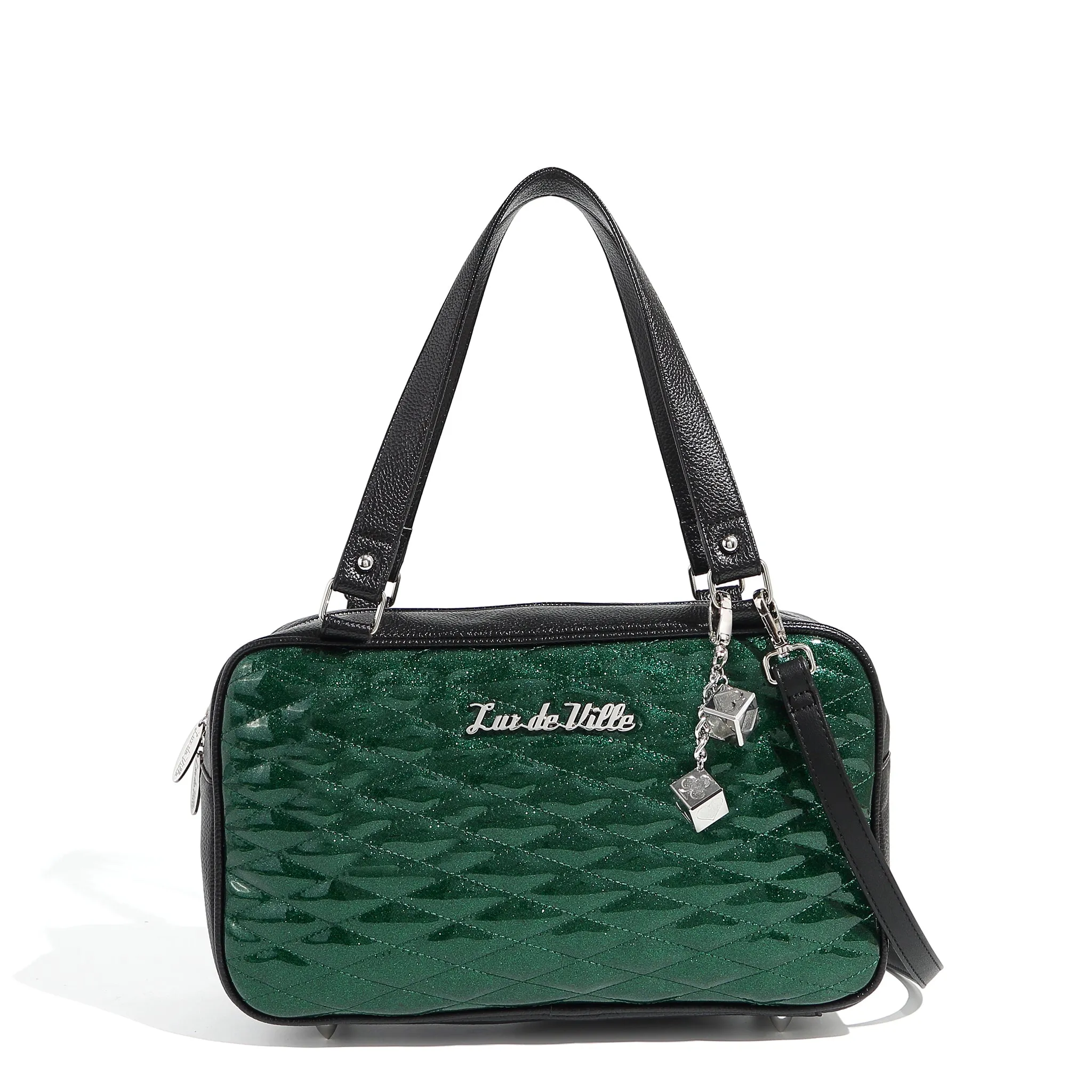 Black and Venus Green Sparkle Speedster Tote