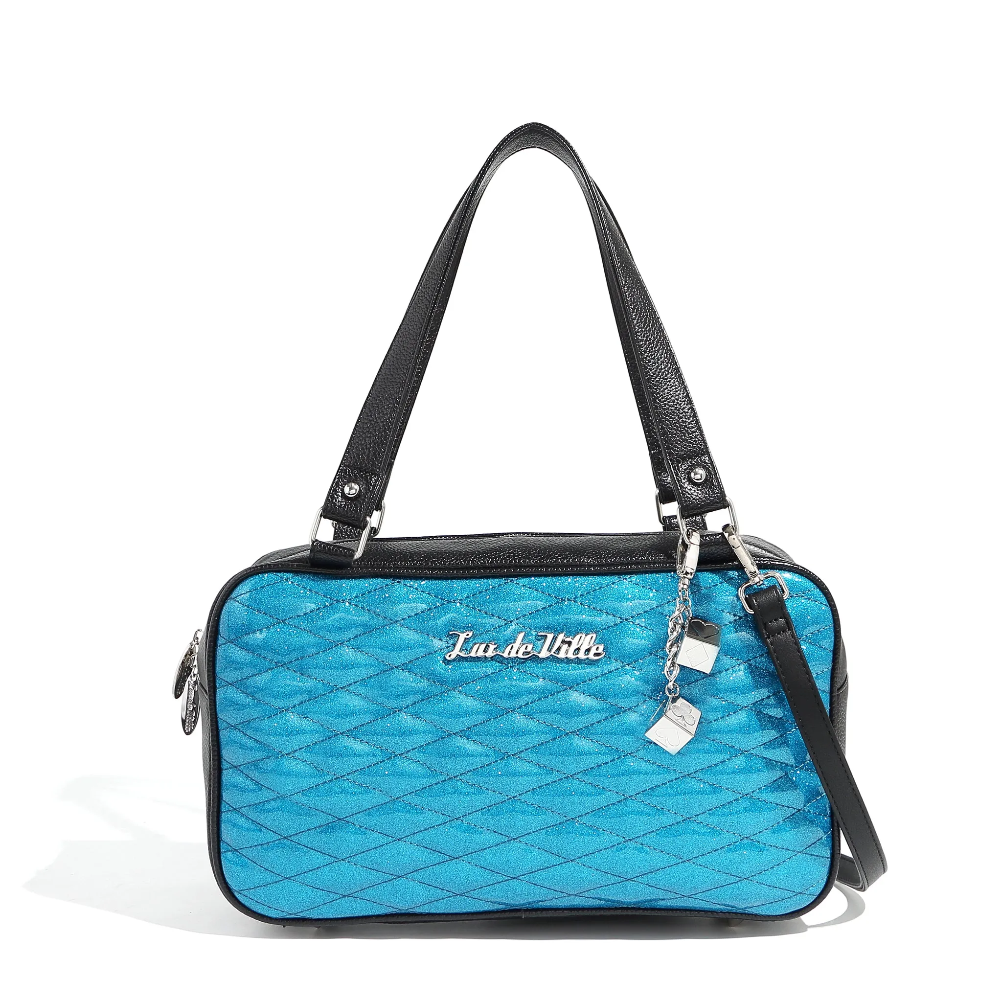 Black and Villain Blue Sparkle Speedster Tote