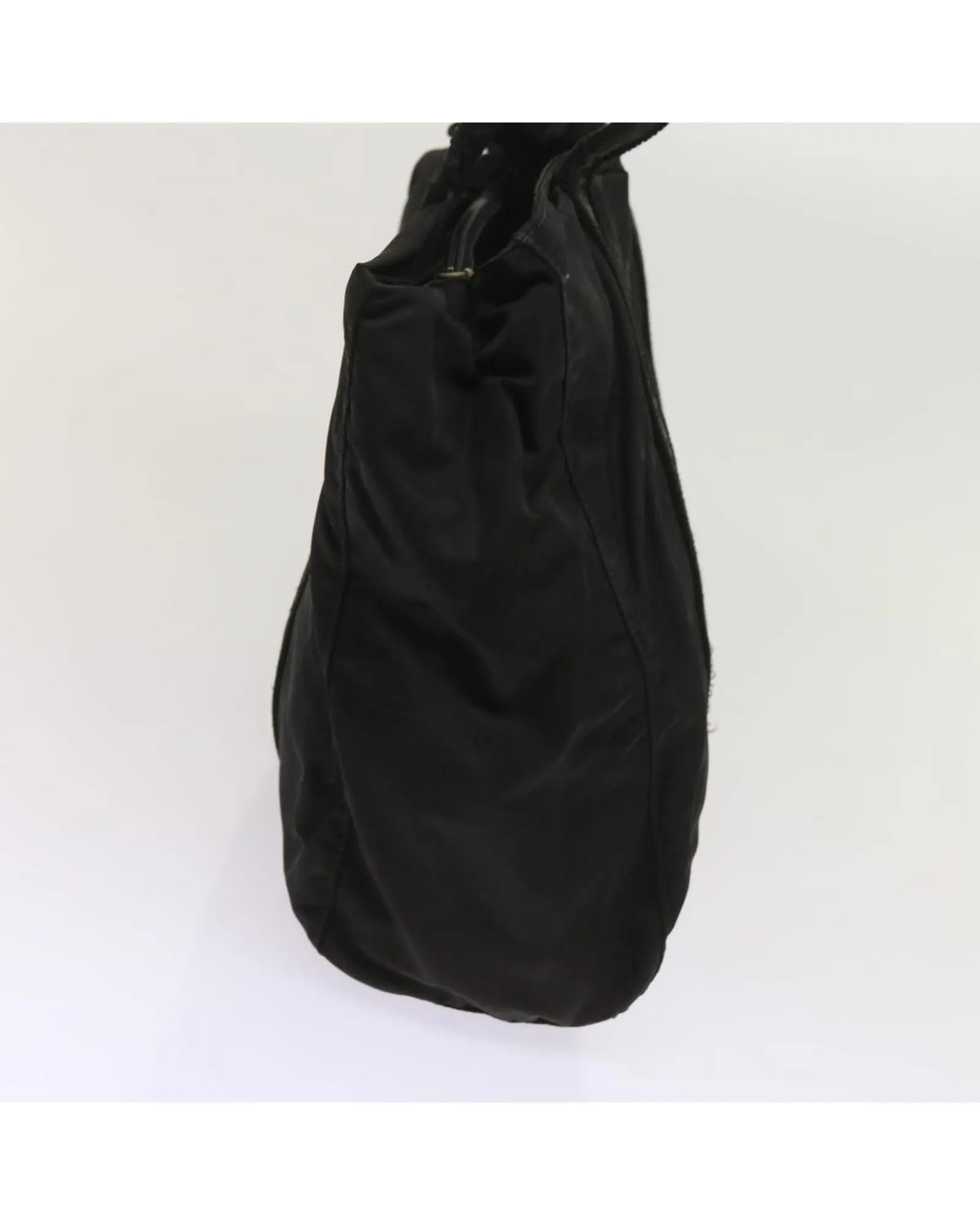 Black Nylon Shoulder Bag with Shoulder Strap - Italian Made