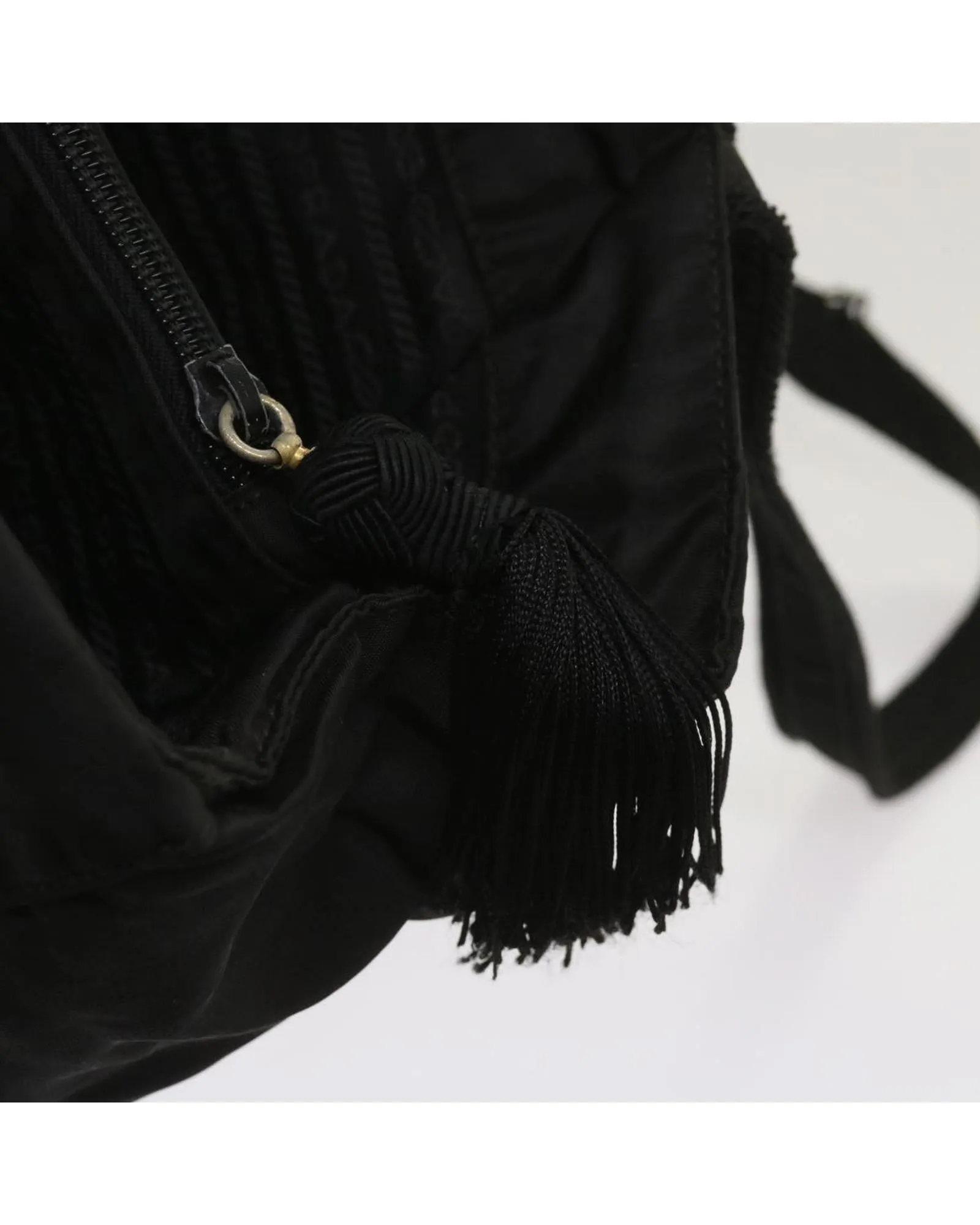 Black Nylon Shoulder Bag with Shoulder Strap - Italian Made