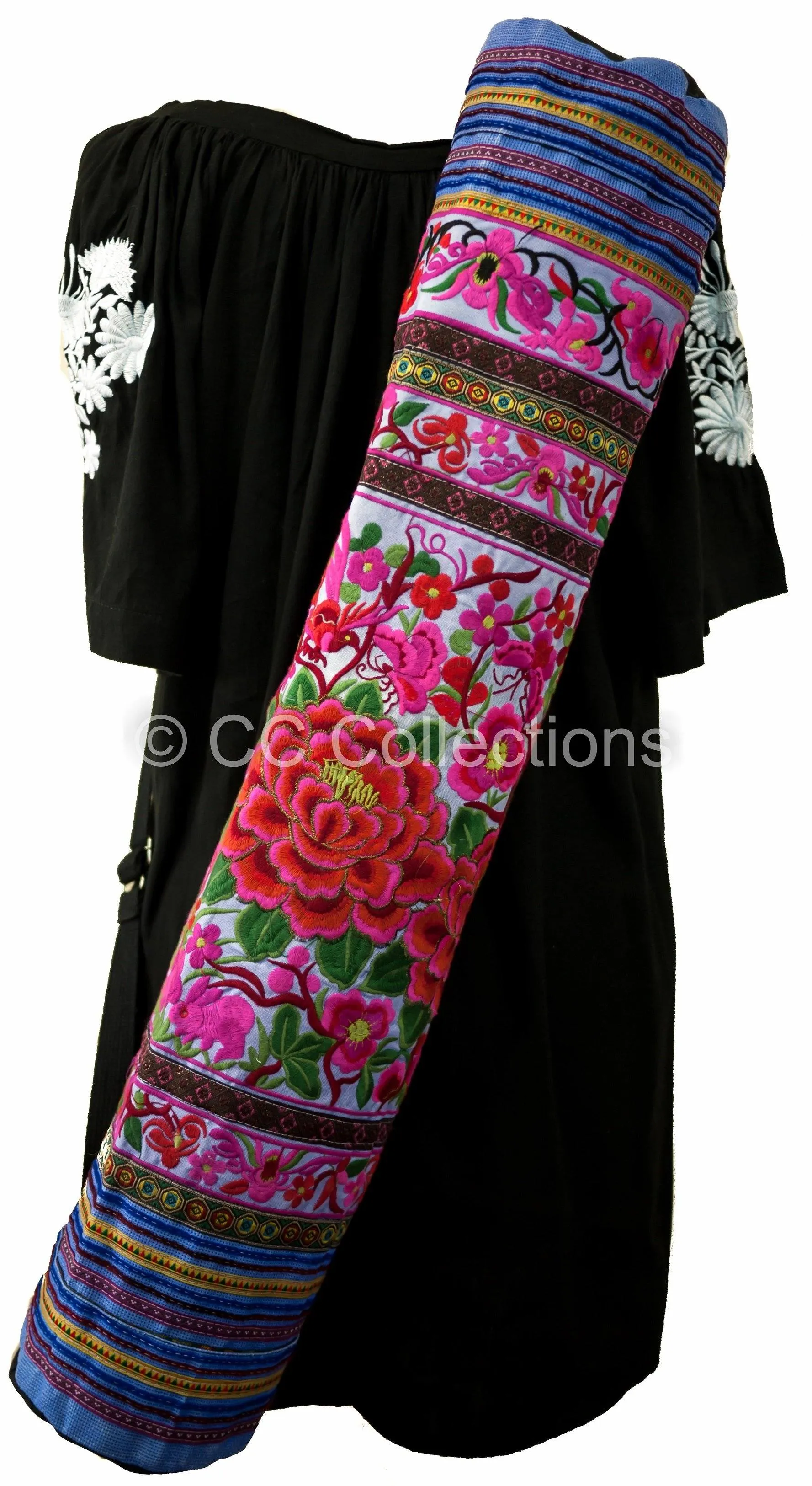 Bohemian Yoga Mat Bag Carrier Embroidered Hill tribe ethnic G