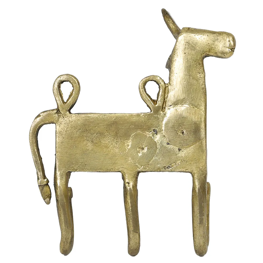 Brass Metal Handcrafted Nandi Key Holder (3.6 x 4.5 in)