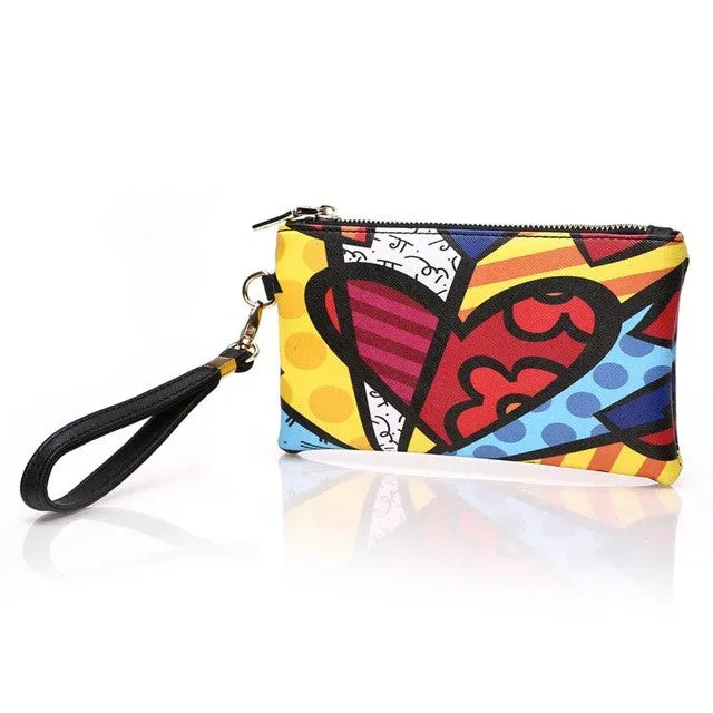 BRITTO PU Coin Purse For iphone 6S Plus & Credit Card 2017 Hot Sales Casual Colored Graffiti Clutch Zipper Coin Pocket