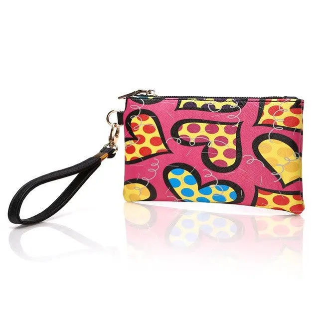 BRITTO PU Coin Purse For iphone 6S Plus & Credit Card 2017 Hot Sales Casual Colored Graffiti Clutch Zipper Coin Pocket