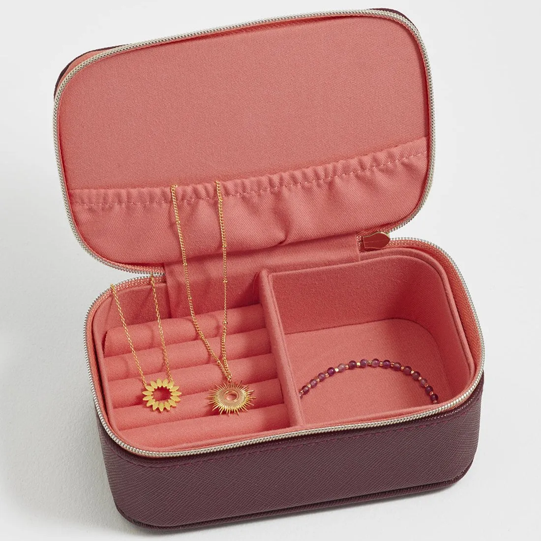 Burgundy Travel Jewelry Box by Estella Bartlett