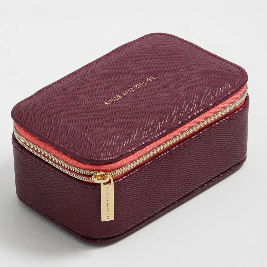 Burgundy Travel Jewelry Box by Estella Bartlett