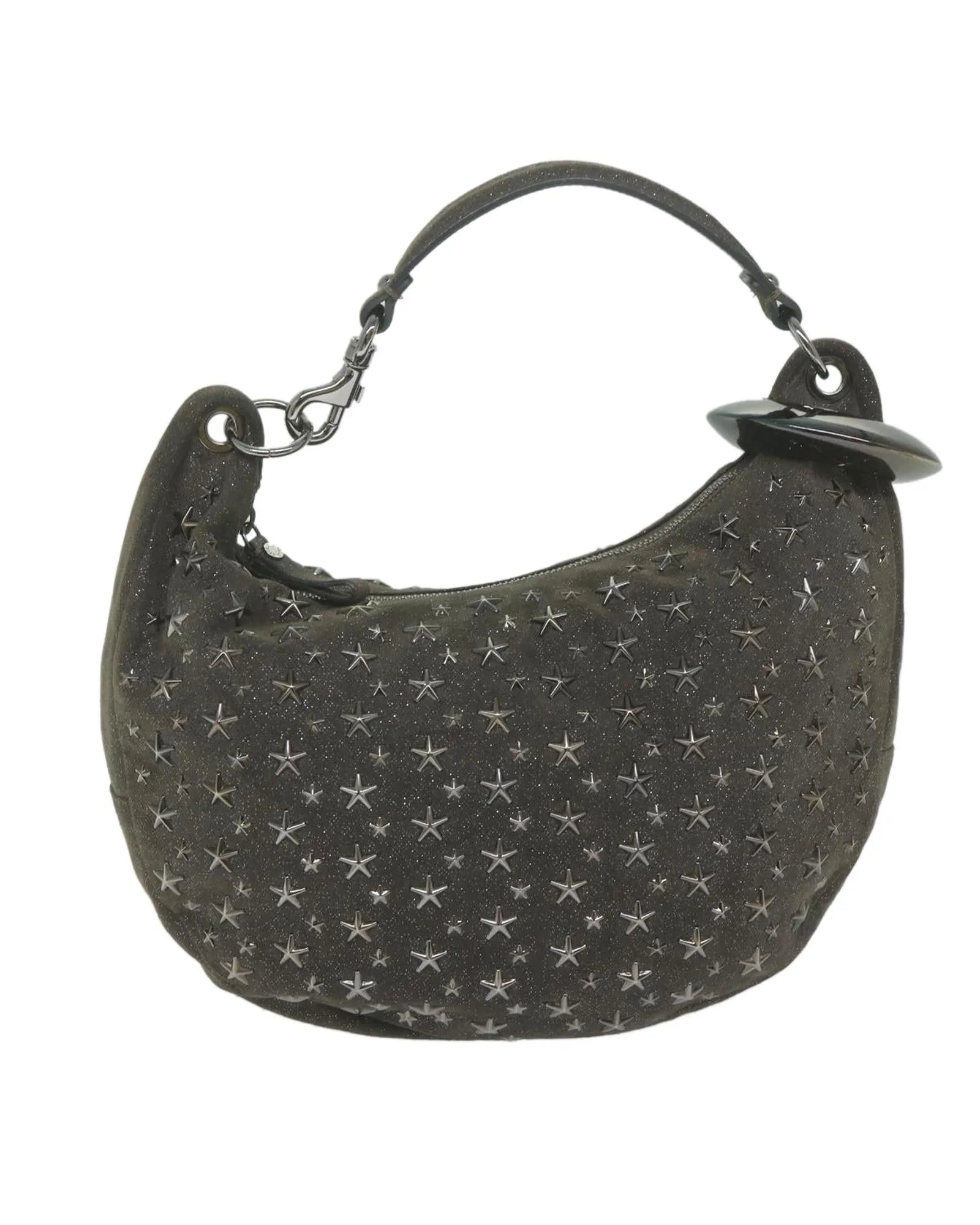 Canvas Brown Shoulder Bag with Star Studs by Jimmy Choo