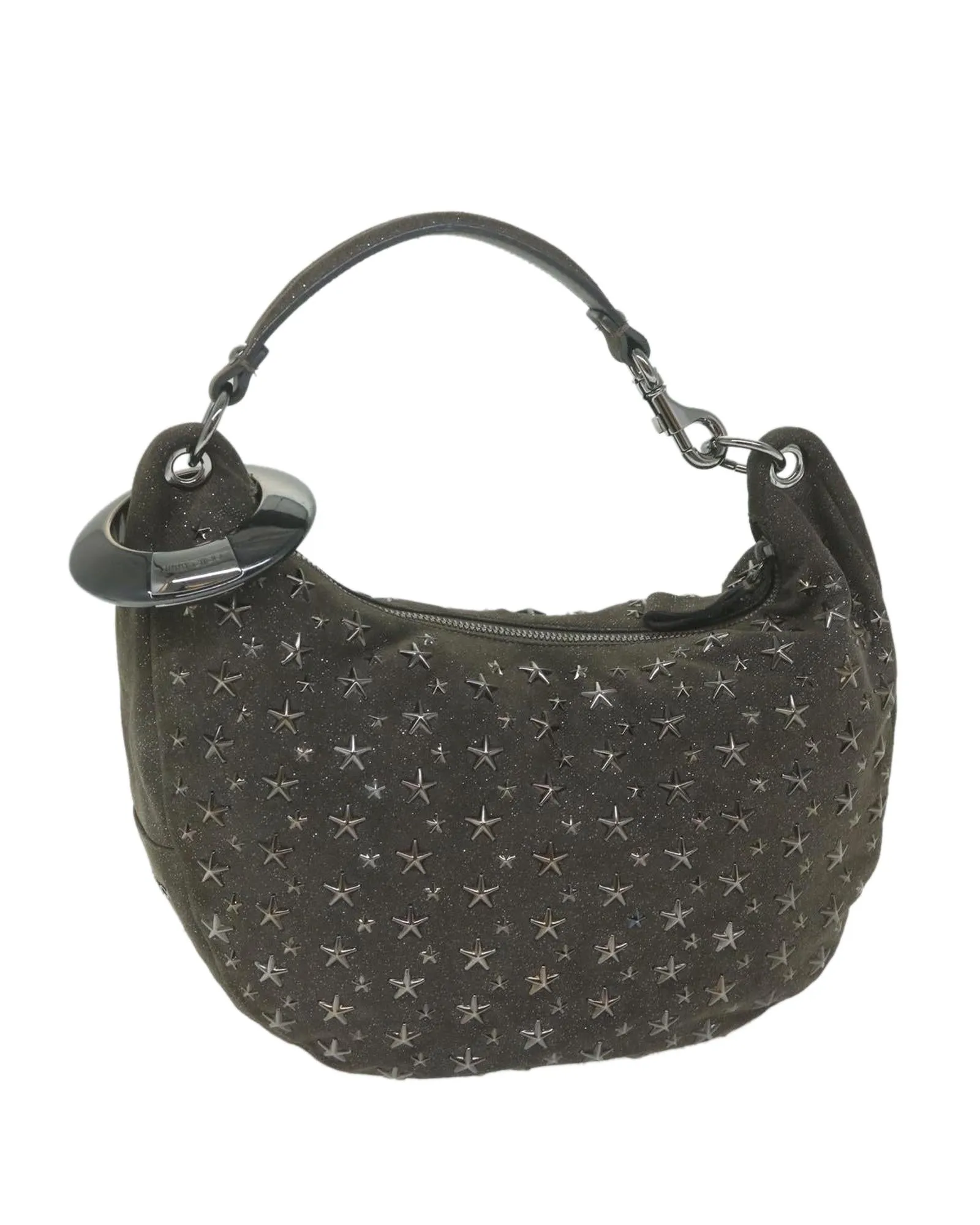 Canvas Brown Shoulder Bag with Star Studs by Jimmy Choo