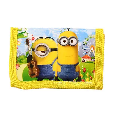 Cartoon Character Yellow Minions Coin Purse Short Wallet Women Children Velcro Type Zipper Money Bag Coin Purse carteras mujer