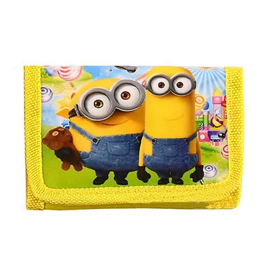 Cartoon Character Yellow Minions Coin Purse Short Wallet Women Children Velcro Type Zipper Money Bag Coin Purse carteras mujer