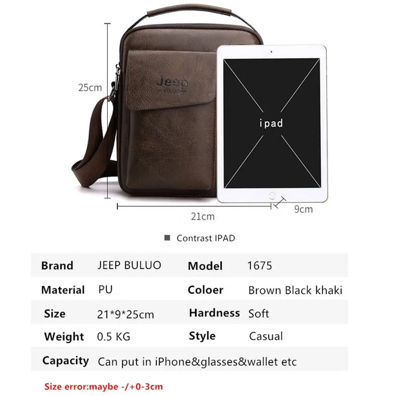 Casual Men Shoulder Bag Vintage Crossbody Bags High Quality Male Bag PU Leather Handbag Capacity Men Messenger Bags