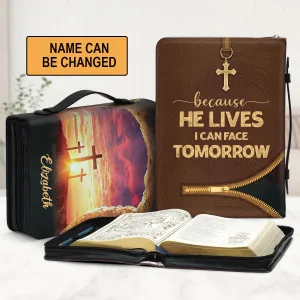 Christianart Bible Cover - Because He Lives - I Can Face Tomorrow - Personalized Gifts for Pastor - Gifts For Women - Gifts For Men - CABBBCV10060324.