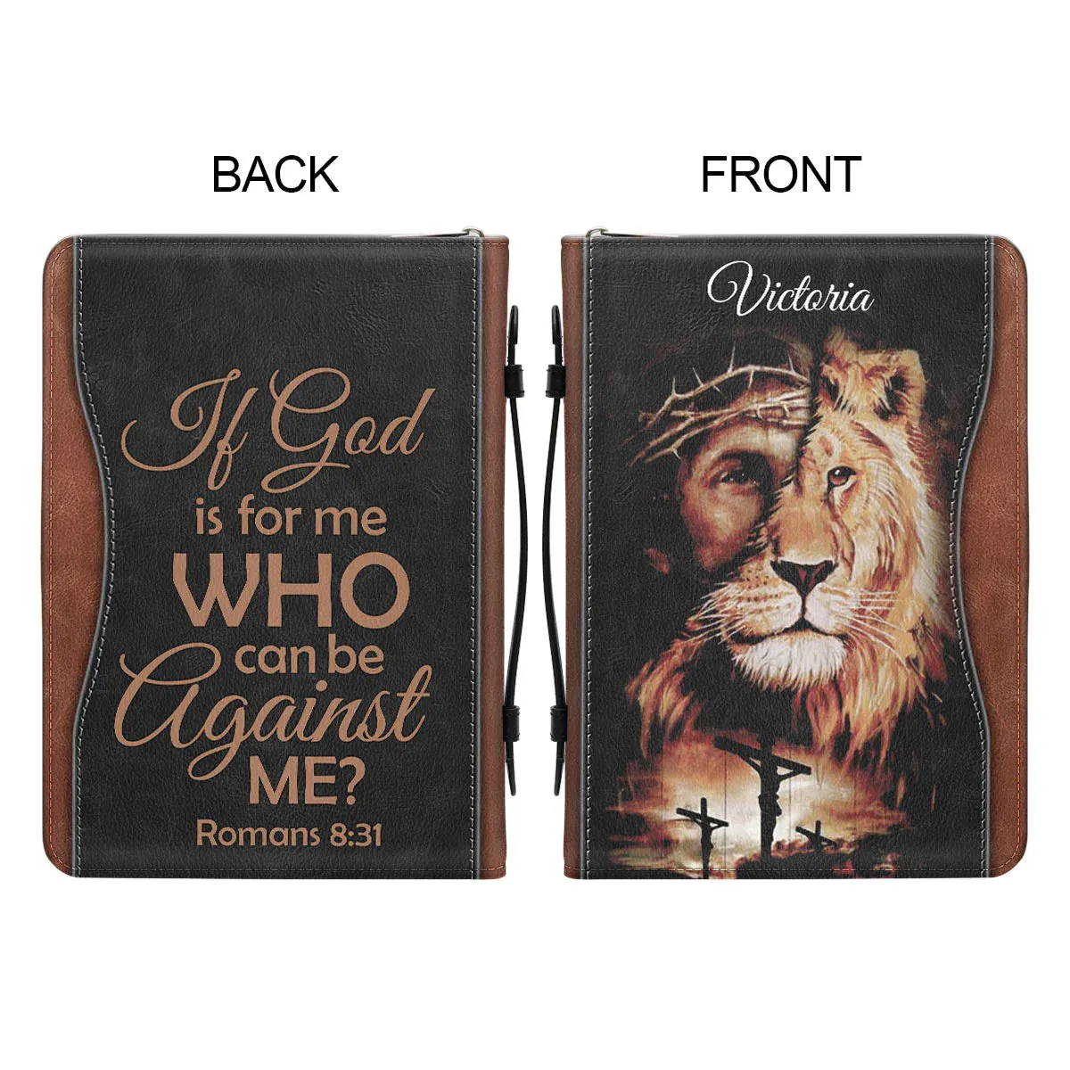 Christianart Bible Cover - If God Is For Me Who Can Be Against Me - Personalized Bible Cover - Bible Cover For Men - CABBBCV24070324.