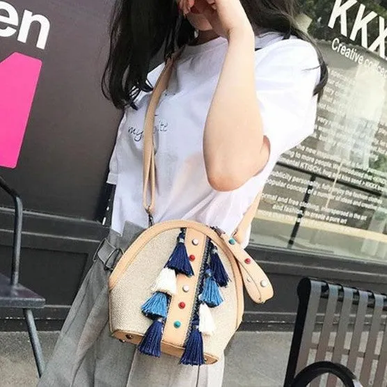 Cute Bohemian Tassel Straw Shoulder Bag