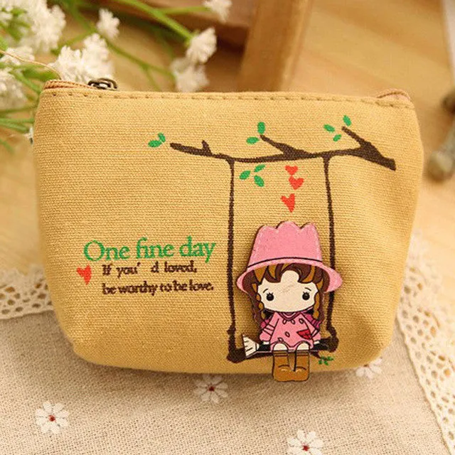 Cute Canvas Coin Bag Lovely Girls Purse Small Zipper Wallet Card Purse Zip Key Case Money Bag Coin Purses Carteira Feminina