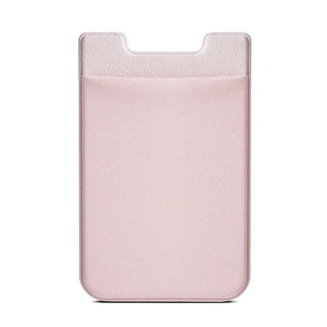 Elastic Lycra Cell Phone Wallet Case Credit ID Card Holder Pocket Stick On 3M Adhesive Black/Gray/Pink/Golden/RoseGold AC419-423