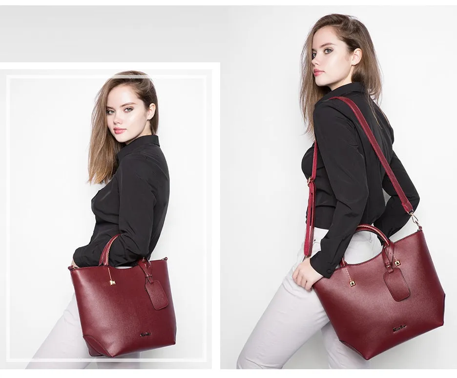 Elegant PU Leather Large Bucket Shoulder Bag