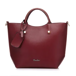 Elegant PU Leather Large Bucket Shoulder Bag