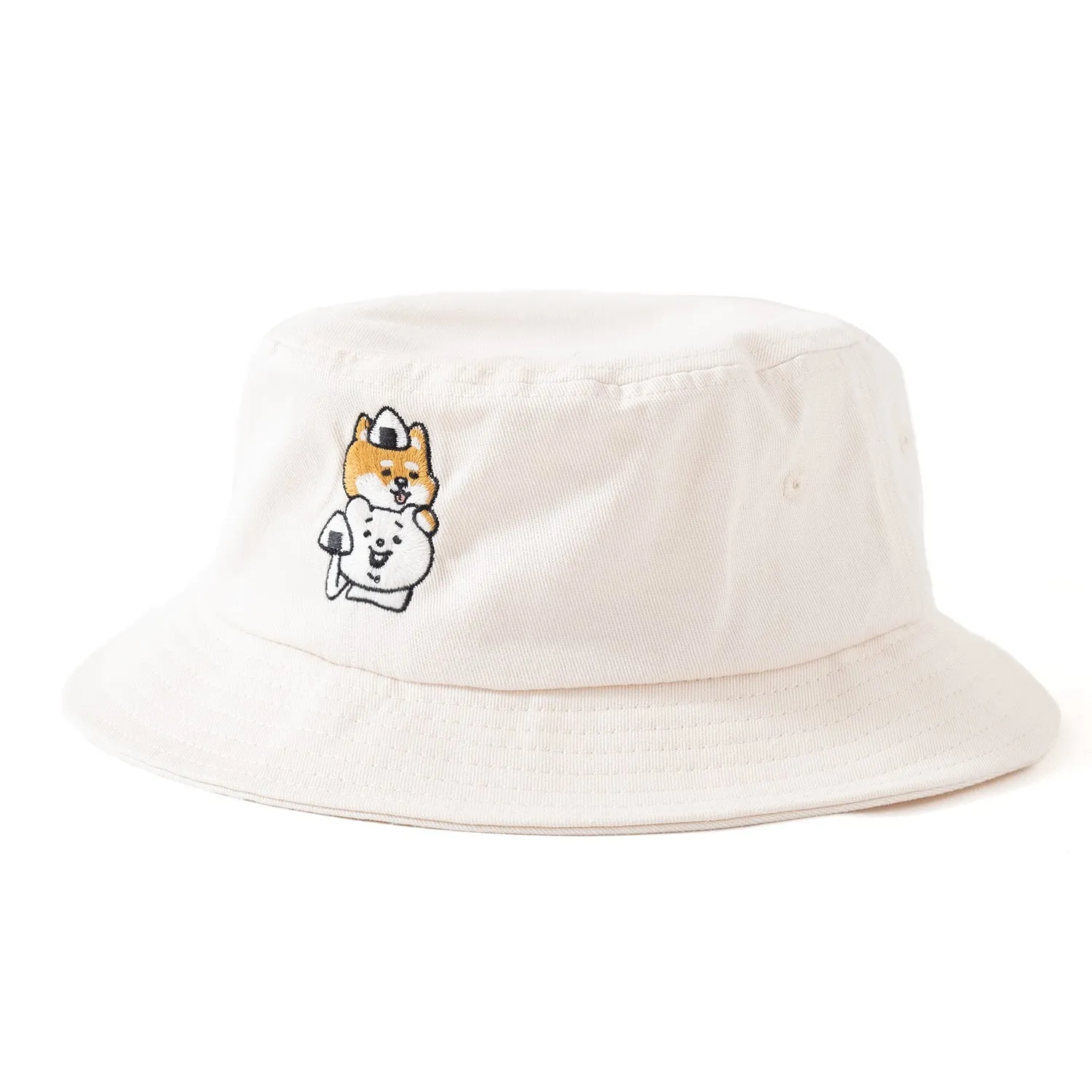 (EX412) Onigiri Graphic Embroidery Bucket Hat