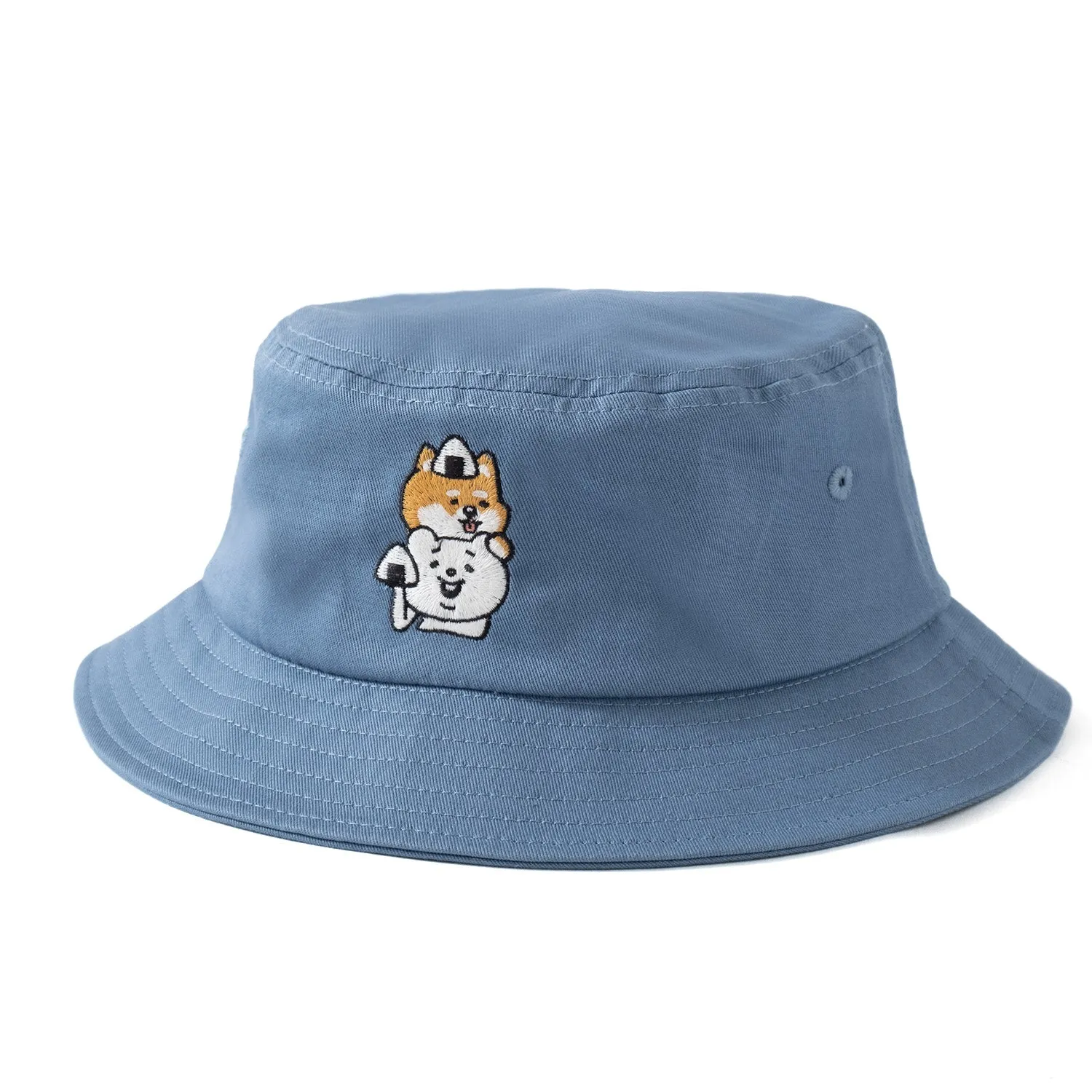 (EX412) Onigiri Graphic Embroidery Bucket Hat