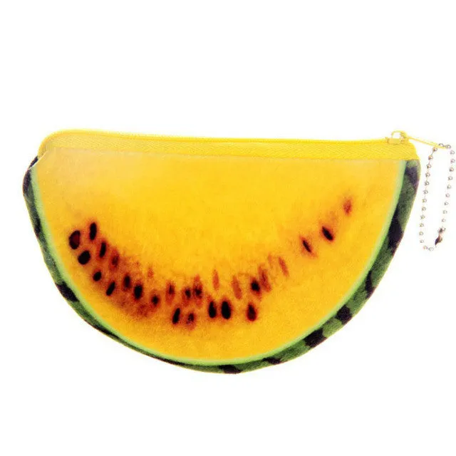 fashion orange watermelons semicircle Wallets 3D ladies purse soft printing fruit bags children clothes pouch for kids gift