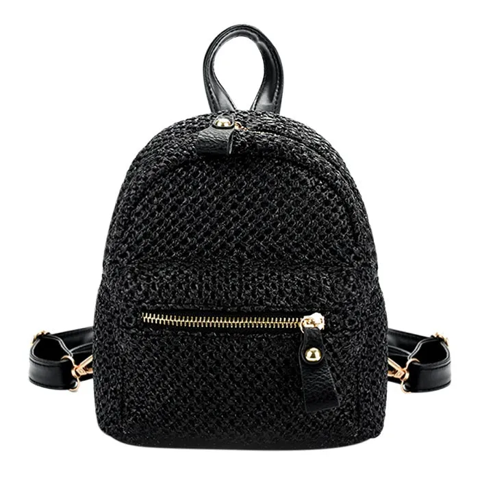 Fashionable Bohemian Straw Mini Backpack