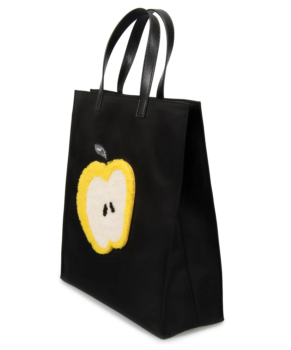 Fendi Large Black Grocery Tote with Apple Design