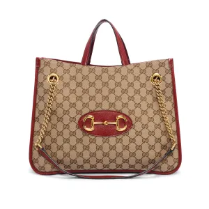 Gucci Red GG Canvas Horsebit Tote