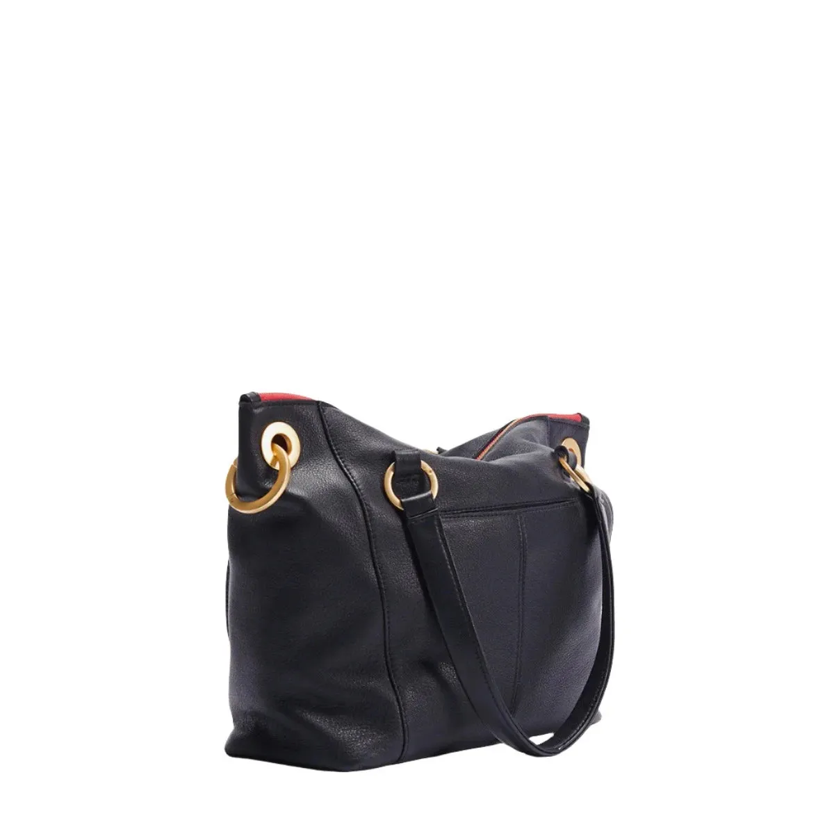 Hammitt Daniel Med - Black / Brushed Gold Red Zip