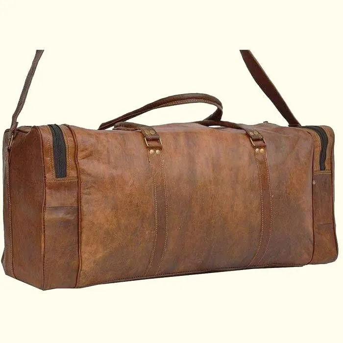 Handmade Vintage Leather Duffel Bag - Large