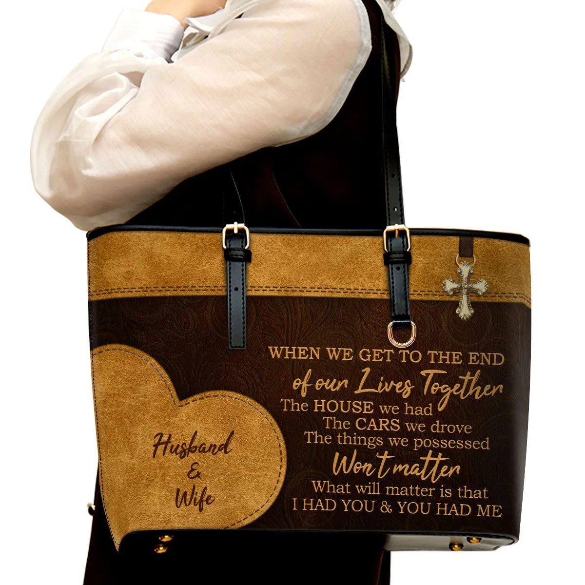 I Had You And You Had Me Personalized Large Leather Tote Bag - Christian Inspirational Gifts For Women