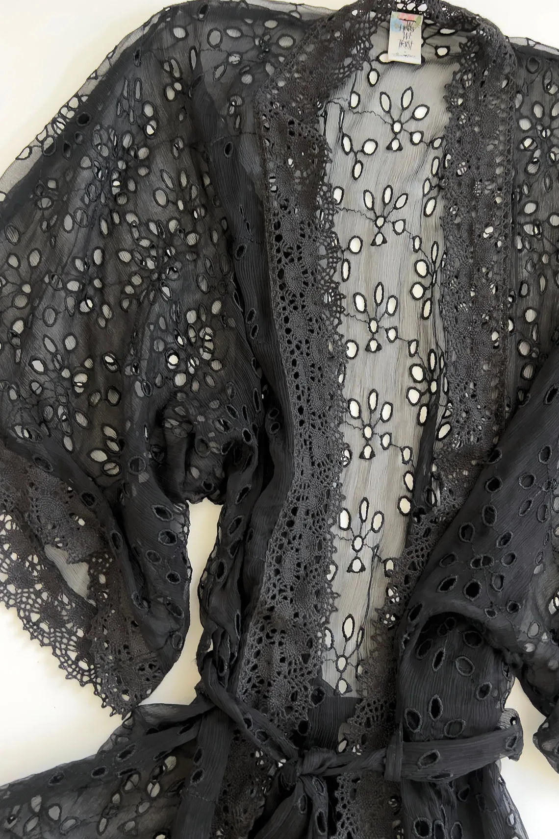 In Heroes We Trust x Clare Bare Emroidered Black Lace Robe